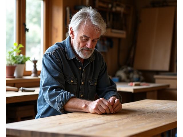 Oprichter van Maancyclus Houtbewerking aan het werk in zijn atelier