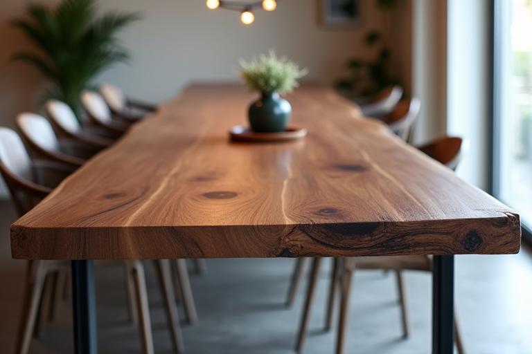 Moderne walnoten eettafel op maat